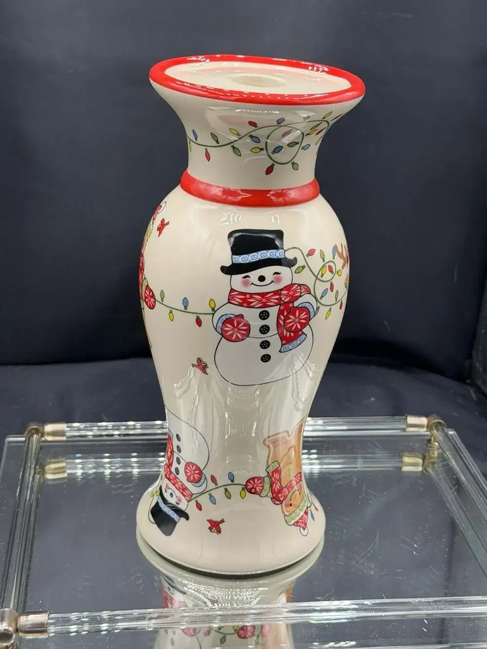 Temp-tations by Tara Winter Whimsy Ceramic Reversible Vase and Candle Holder